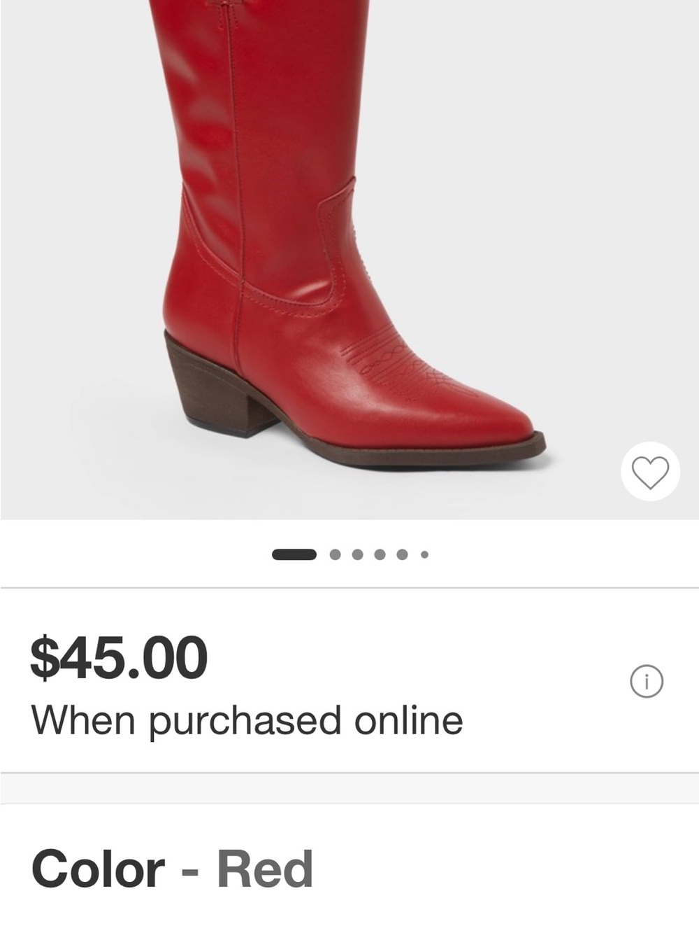 Universal Thread Red Tall Western Boot with Block Heel